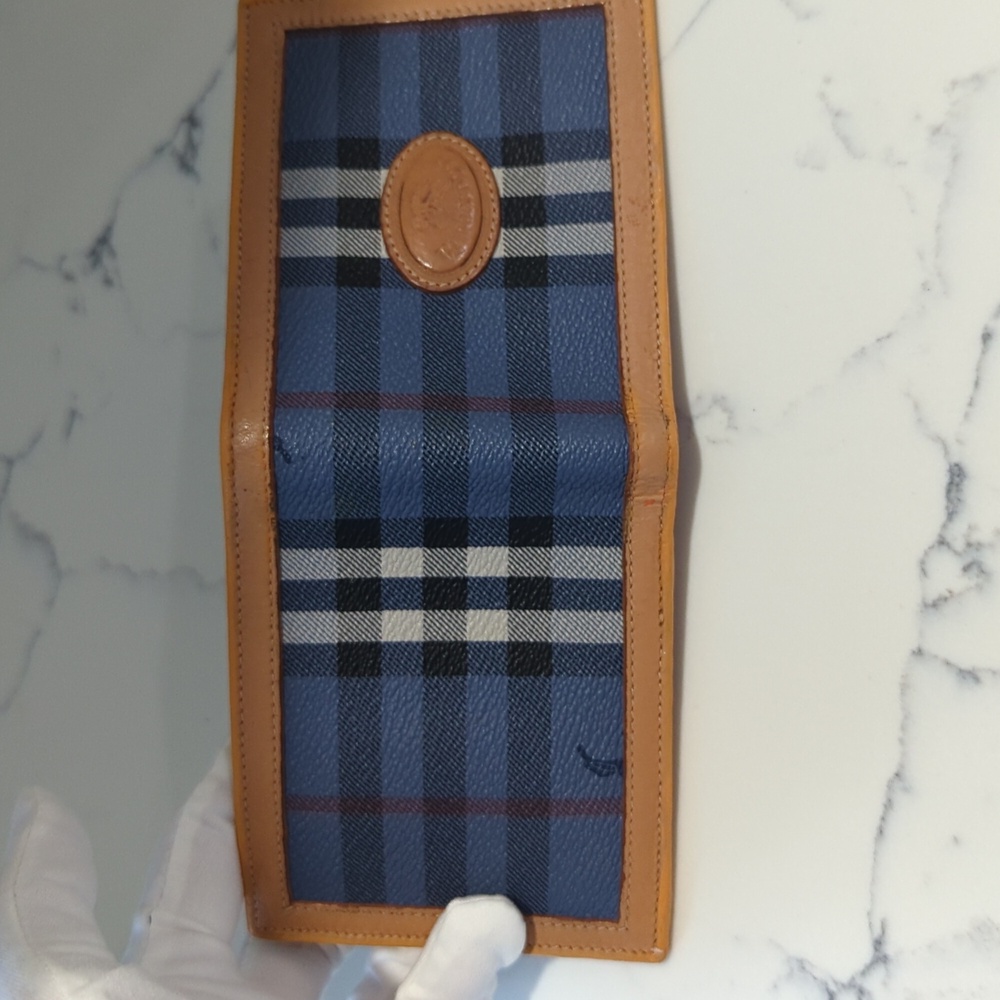 Burberry Bifold Nova Check Blue Plaid Leather Men's Wallet - Picture 8 of 15